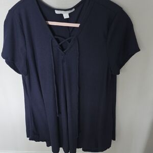 Classic Navy Short Sleeve Women's Top
